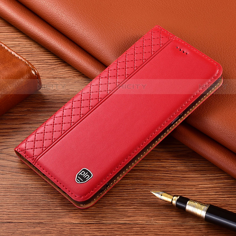 Funda de Cuero Cartera con Soporte Carcasa H05P para Samsung Galaxy S22 Ultra 5G Rojo