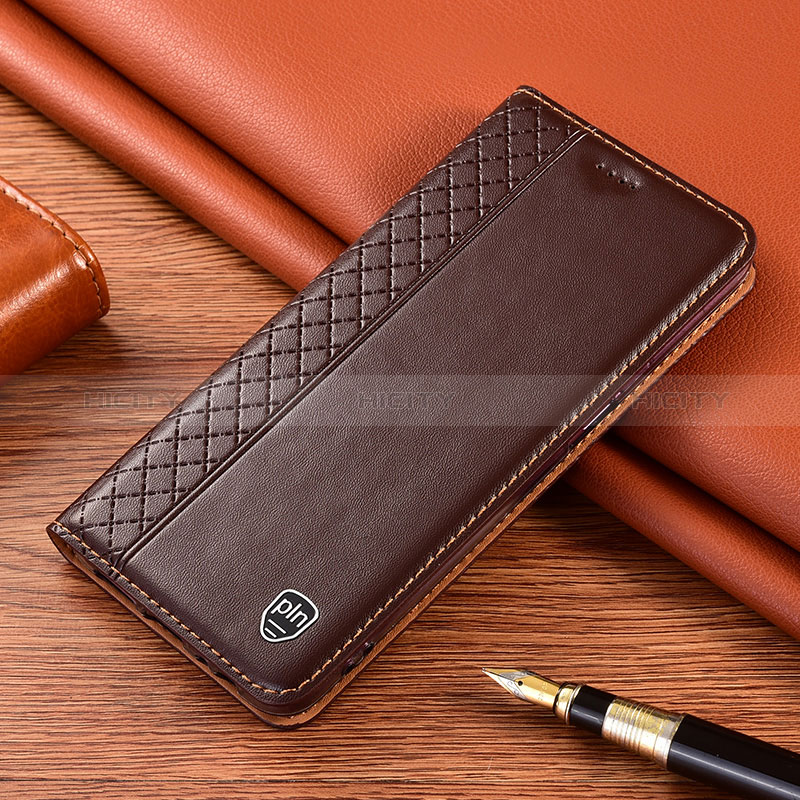 Funda de Cuero Cartera con Soporte Carcasa H05P para Samsung Galaxy S24 Ultra 5G Marron