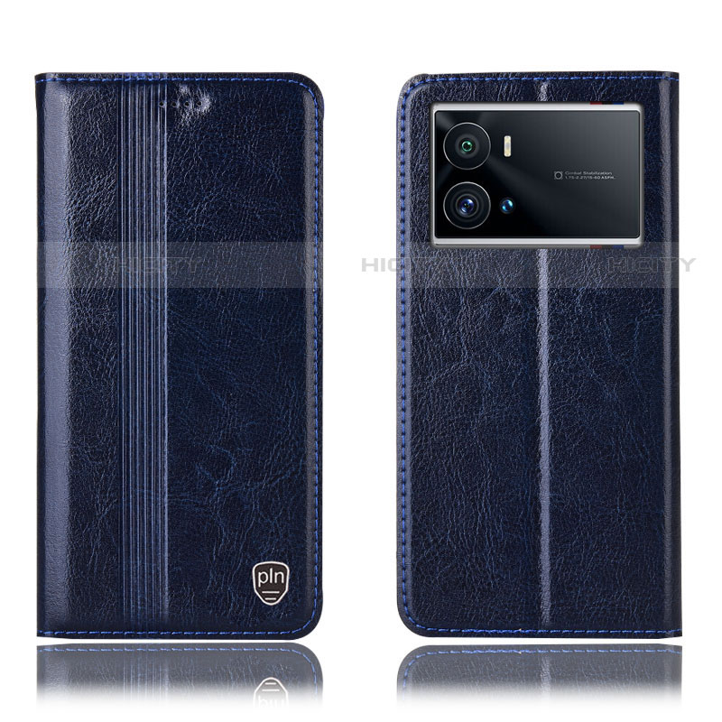 Funda de Cuero Cartera con Soporte Carcasa H05P para Vivo iQOO 9 Pro 5G Azul Real