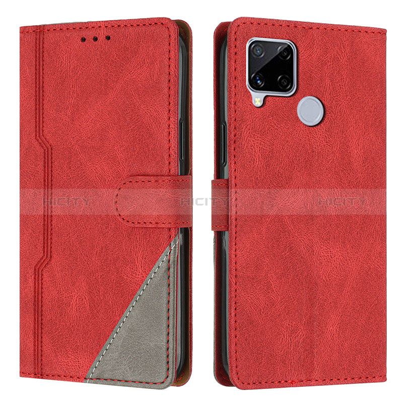 Funda de Cuero Cartera con Soporte Carcasa H05X para Realme C12 Rojo