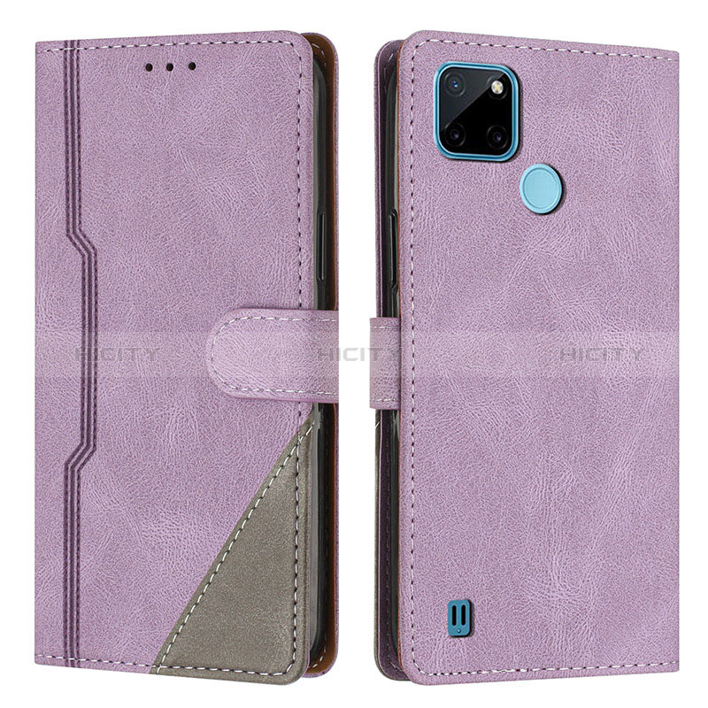 Funda de Cuero Cartera con Soporte Carcasa H05X para Realme C21Y Morado