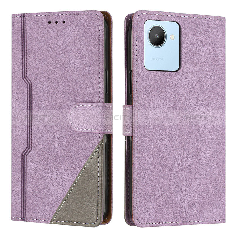 Funda de Cuero Cartera con Soporte Carcasa H05X para Realme C30s Morado