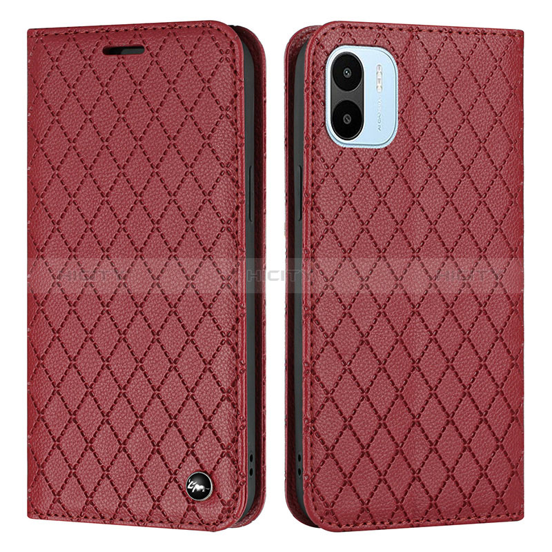 Funda de Cuero Cartera con Soporte Carcasa H05X para Xiaomi Poco C51 Rojo