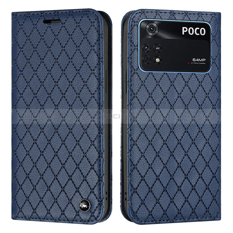 Funda de Cuero Cartera con Soporte Carcasa H05X para Xiaomi Poco M4 Pro 4G Azul