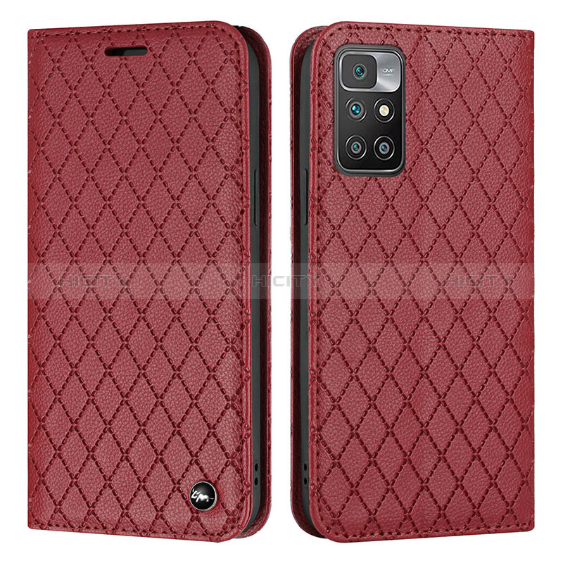 Funda de Cuero Cartera con Soporte Carcasa H05X para Xiaomi Redmi 10 (2022) Rojo