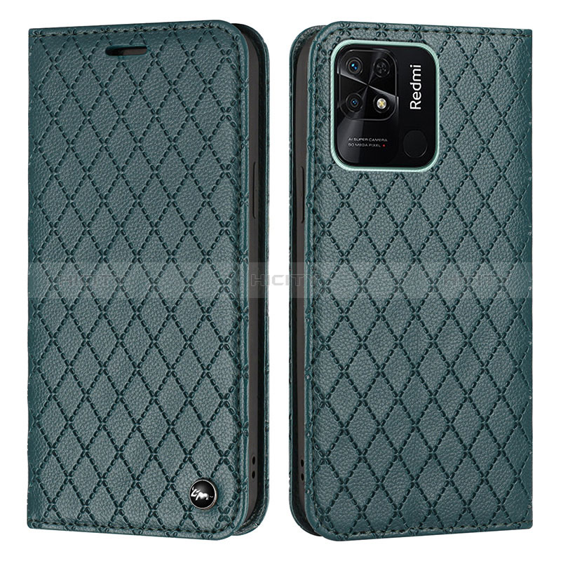 Funda de Cuero Cartera con Soporte Carcasa H05X para Xiaomi Redmi 10 Power Verde