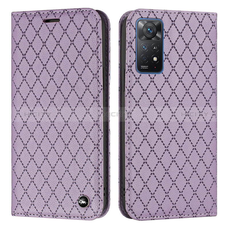 Funda de Cuero Cartera con Soporte Carcasa H05X para Xiaomi Redmi Note 11 Pro 4G Morado