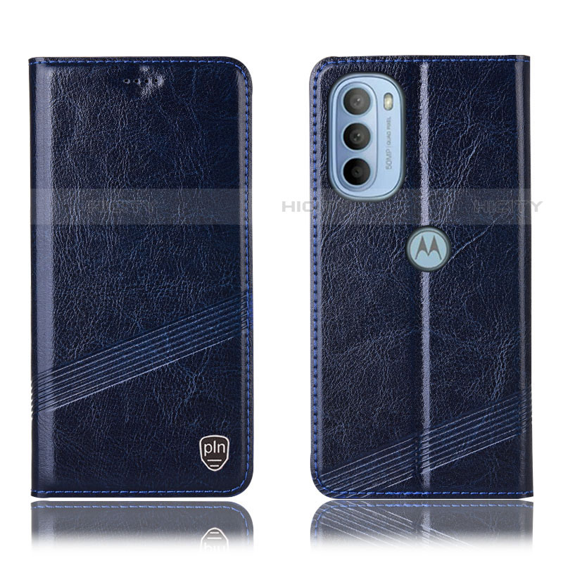 Funda de Cuero Cartera con Soporte Carcasa H06P para Motorola Moto G31 Azul