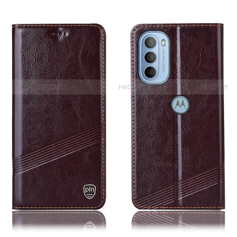 Funda de Cuero Cartera con Soporte Carcasa H06P para Motorola Moto G31 Marron