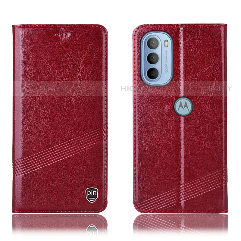 Funda de Cuero Cartera con Soporte Carcasa H06P para Motorola Moto G41 Rojo