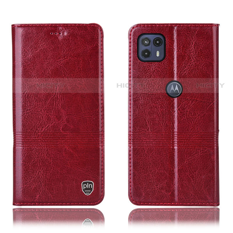 Funda de Cuero Cartera con Soporte Carcasa H06P para Motorola Moto G50 5G Rojo