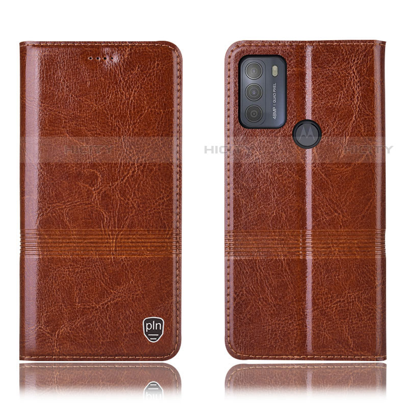 Funda de Cuero Cartera con Soporte Carcasa H06P para Motorola Moto G50 Marron Claro