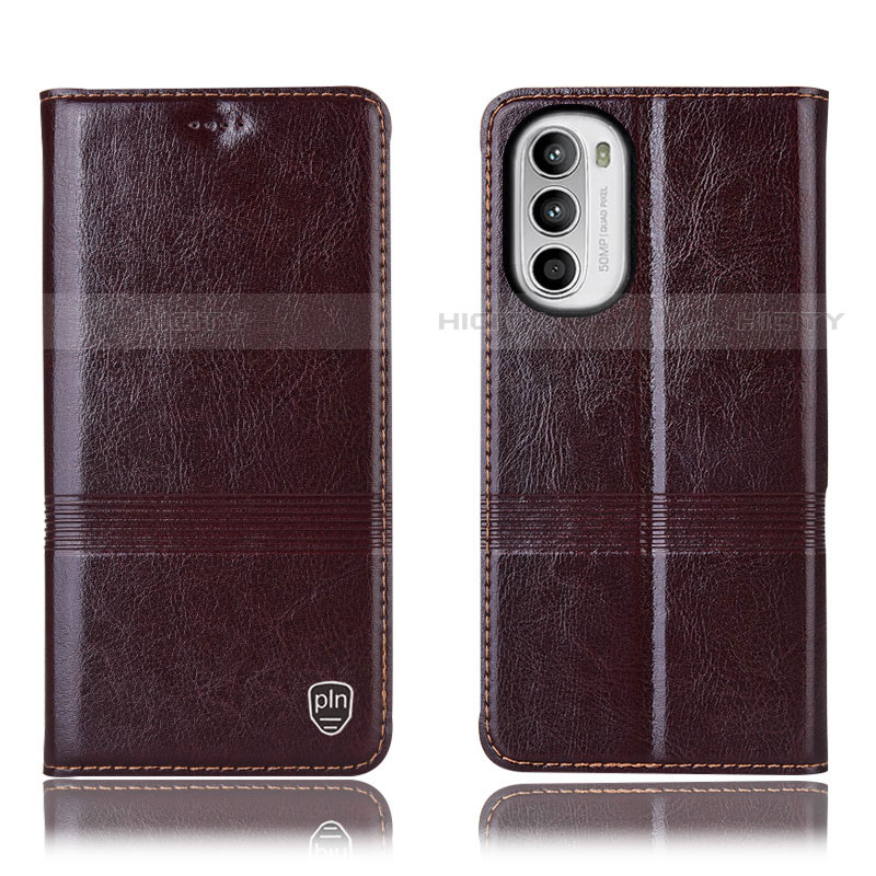 Funda de Cuero Cartera con Soporte Carcasa H06P para Motorola MOTO G52 Marron