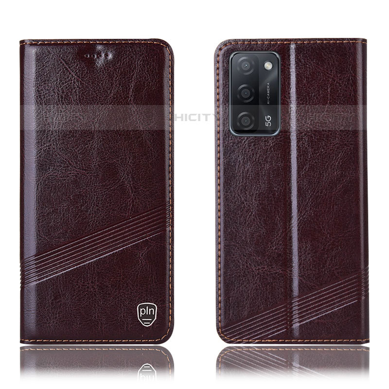 Funda de Cuero Cartera con Soporte Carcasa H06P para Oppo A53s 5G Marron