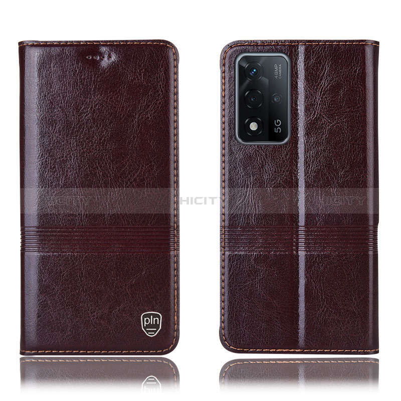 Funda de Cuero Cartera con Soporte Carcasa H06P para Oppo A93s 5G Marron