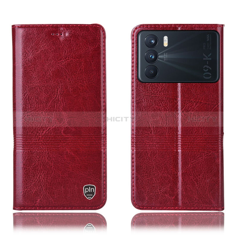 Funda de Cuero Cartera con Soporte Carcasa H06P para Oppo K9 Pro 5G Rojo