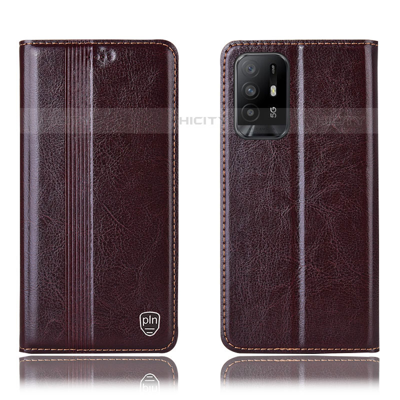 Funda de Cuero Cartera con Soporte Carcasa H06P para Oppo Reno5 Z 5G Marron