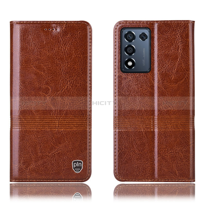 Funda de Cuero Cartera con Soporte Carcasa H06P para Realme Q3t 5G Marron Claro