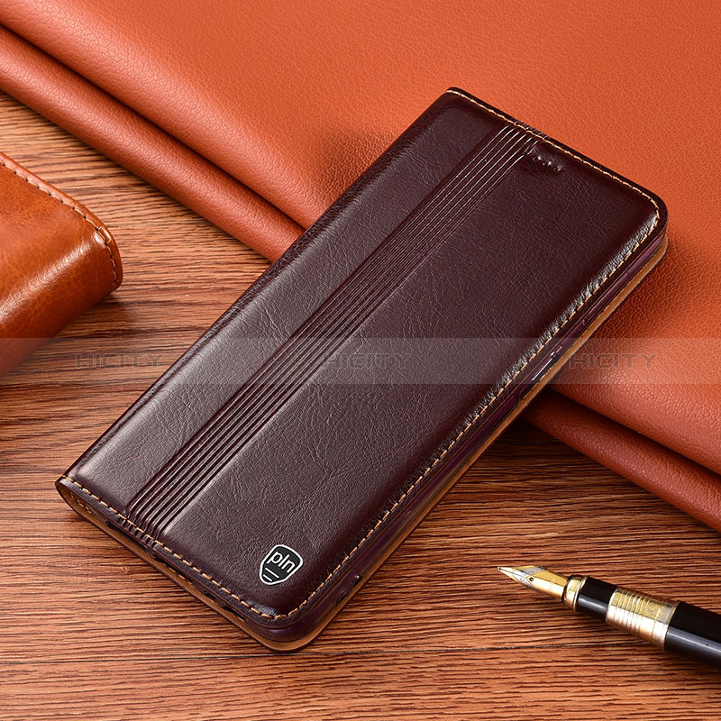 Funda de Cuero Cartera con Soporte Carcasa H06P para Samsung Galaxy S24 Ultra 5G Marron