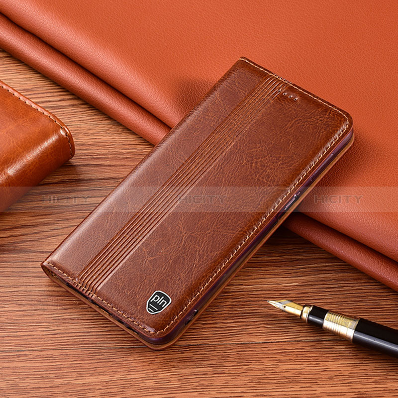 Funda de Cuero Cartera con Soporte Carcasa H06P para Vivo V27e 5G Marron Claro