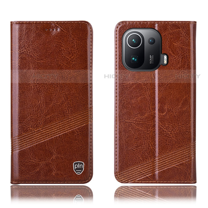 Funda de Cuero Cartera con Soporte Carcasa H06P para Xiaomi Mi 11 Pro 5G Marron Claro