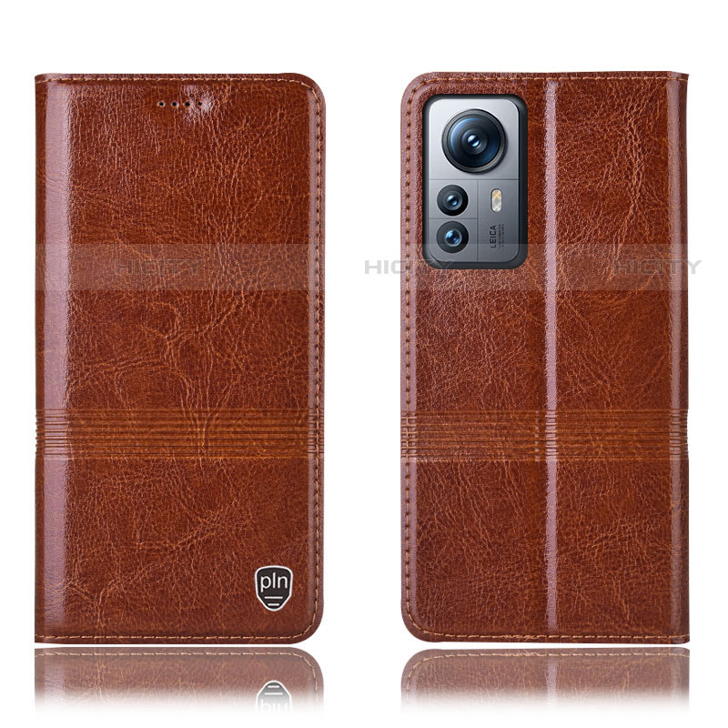 Funda de Cuero Cartera con Soporte Carcasa H06P para Xiaomi Mi 12 Pro 5G Marron Claro