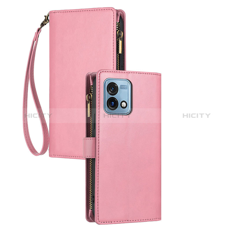 Funda de Cuero Cartera con Soporte Carcasa H06X para Motorola Moto G Stylus (2023) 4G Oro Rosa