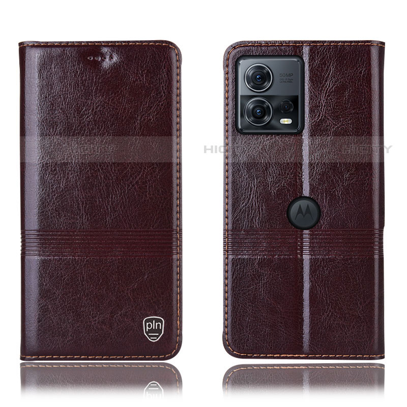 Funda de Cuero Cartera con Soporte Carcasa H07P para Motorola Moto Edge S30 Pro 5G Marron