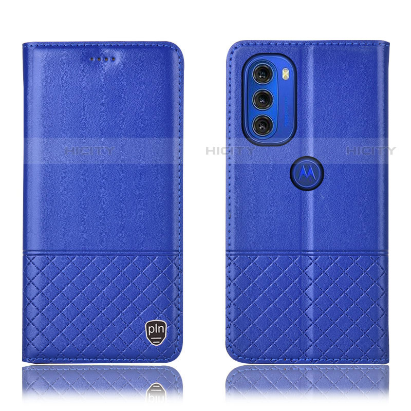 Funda de Cuero Cartera con Soporte Carcasa H07P para Motorola Moto G51 5G Azul