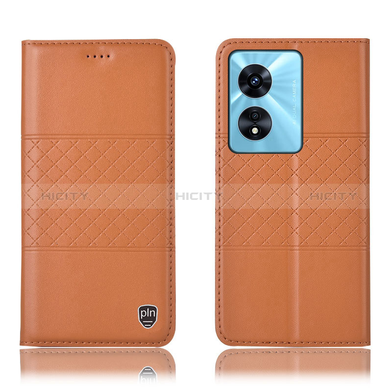 Funda de Cuero Cartera con Soporte Carcasa H07P para Oppo A18 Naranja