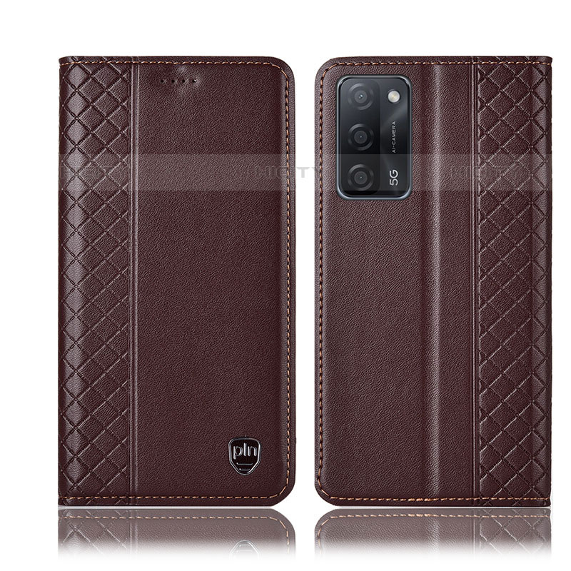 Funda de Cuero Cartera con Soporte Carcasa H07P para Oppo A53s 5G Marron