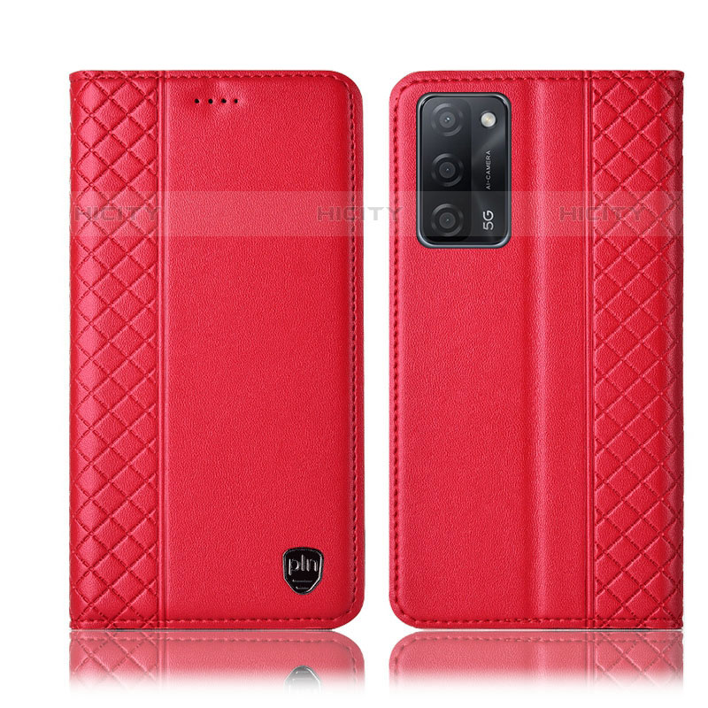 Funda de Cuero Cartera con Soporte Carcasa H07P para Oppo A53s 5G Rojo