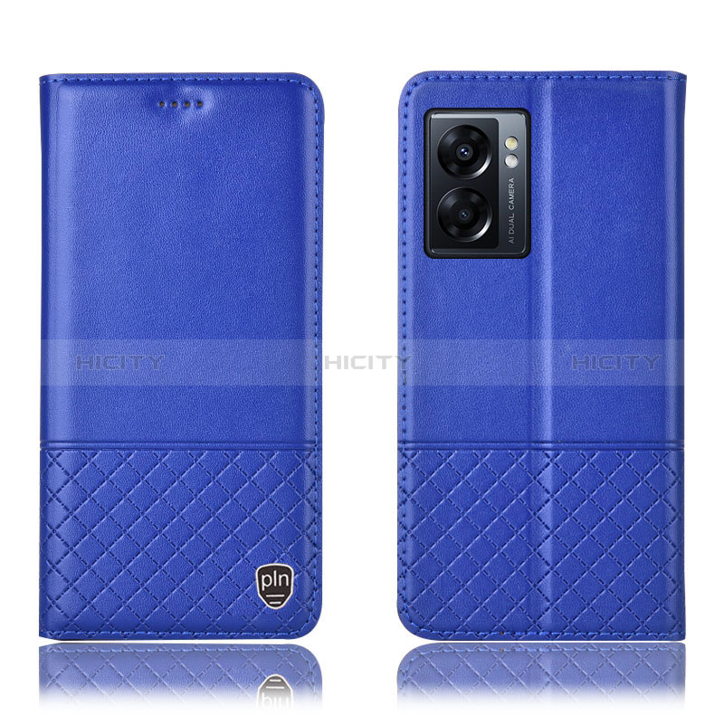 Funda de Cuero Cartera con Soporte Carcasa H07P para Oppo A56S 5G Azul