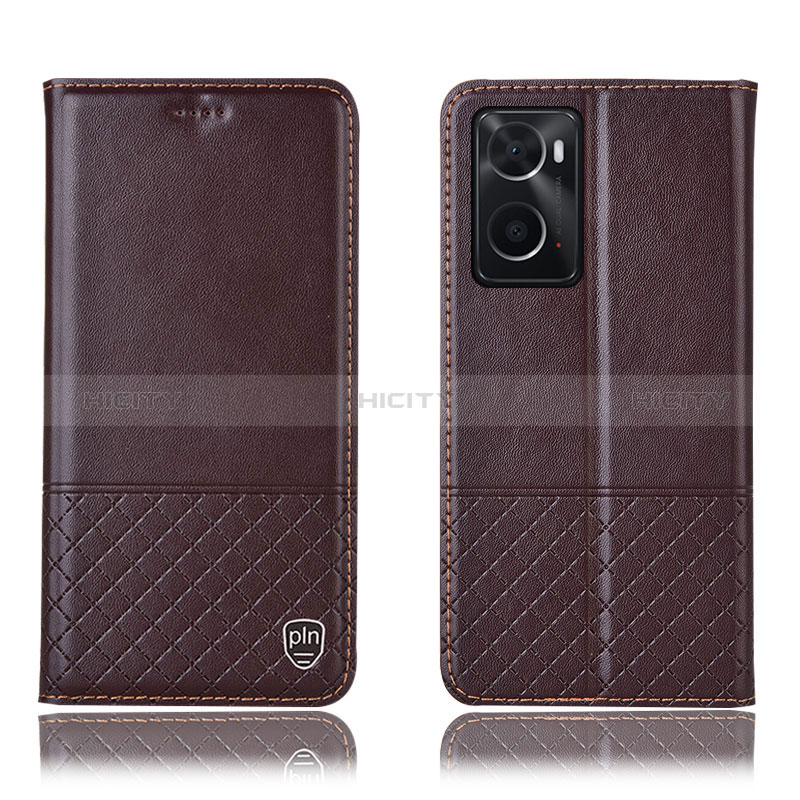 Funda de Cuero Cartera con Soporte Carcasa H07P para Oppo A76 Marron