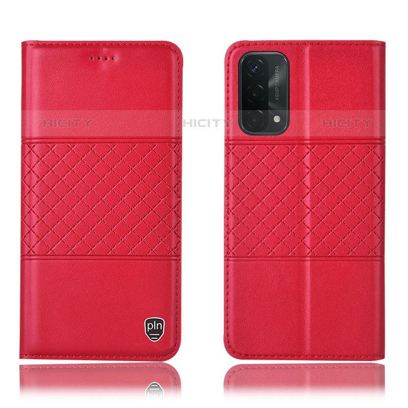 Funda de Cuero Cartera con Soporte Carcasa H07P para Oppo A93 5G Rojo