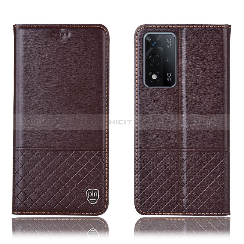 Funda de Cuero Cartera con Soporte Carcasa H07P para Oppo A93s 5G Marron