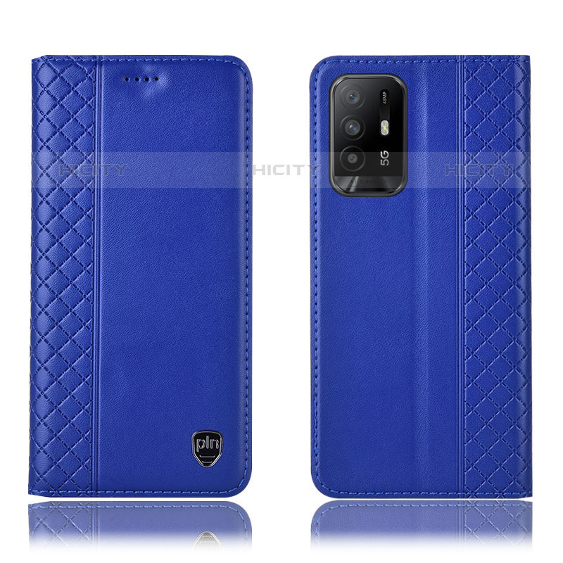 Funda de Cuero Cartera con Soporte Carcasa H07P para Oppo A94 5G Azul