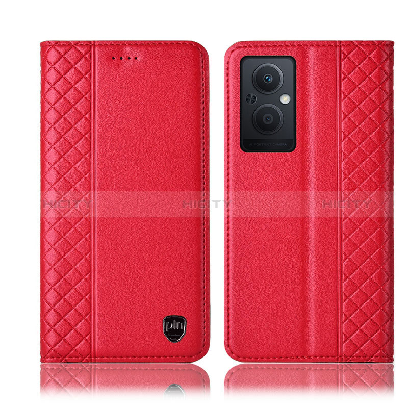 Funda de Cuero Cartera con Soporte Carcasa H07P para Oppo A96 5G Rojo