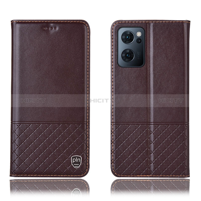 Funda de Cuero Cartera con Soporte Carcasa H07P para Oppo Find X5 Lite 5G Marron