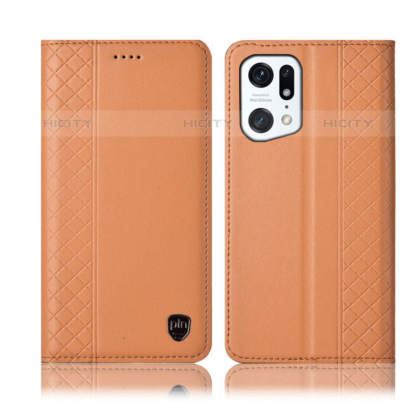 Funda de Cuero Cartera con Soporte Carcasa H07P para Oppo Find X5 Pro 5G