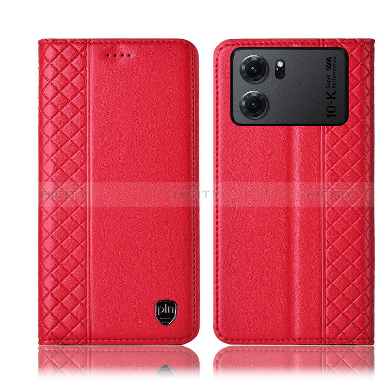 Funda de Cuero Cartera con Soporte Carcasa H07P para Oppo K10 5G Rojo