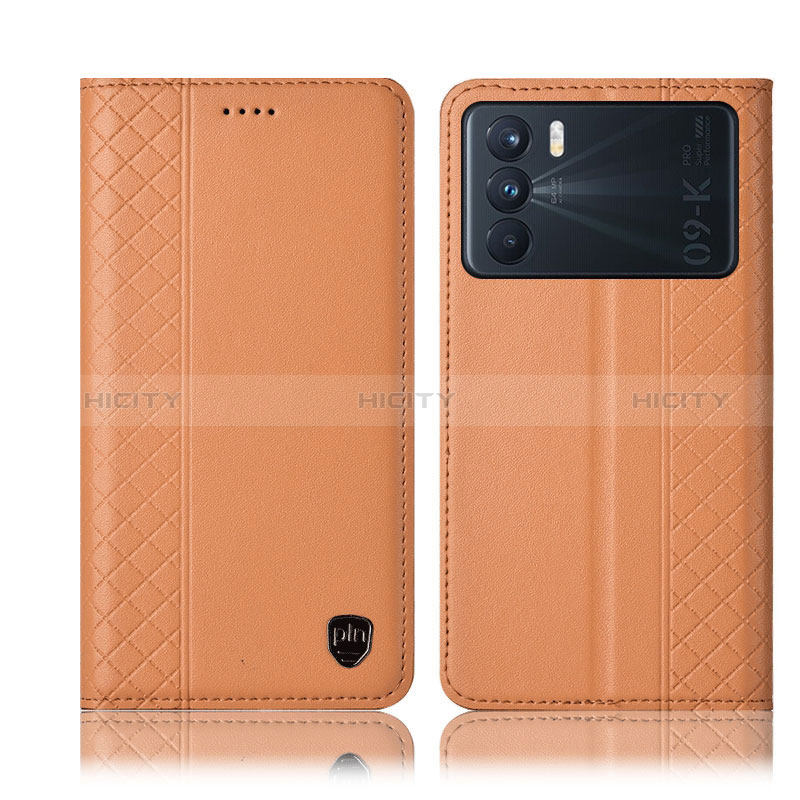 Funda de Cuero Cartera con Soporte Carcasa H07P para Oppo K9 Pro 5G Naranja