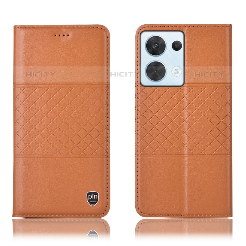 Funda de Cuero Cartera con Soporte Carcasa H07P para Oppo Reno8 5G Naranja