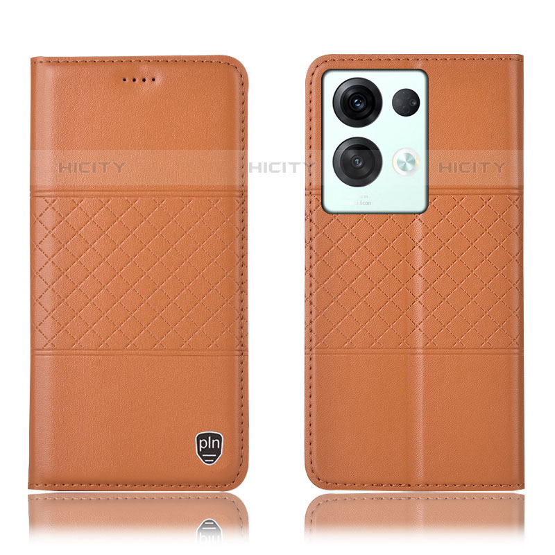 Funda de Cuero Cartera con Soporte Carcasa H07P para Oppo Reno8 Pro 5G Naranja