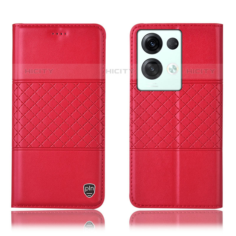 Funda de Cuero Cartera con Soporte Carcasa H07P para Oppo Reno8 Pro 5G Rojo