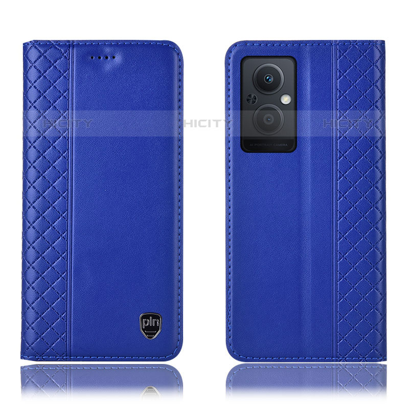 Funda de Cuero Cartera con Soporte Carcasa H07P para Oppo Reno8 Z 5G Azul