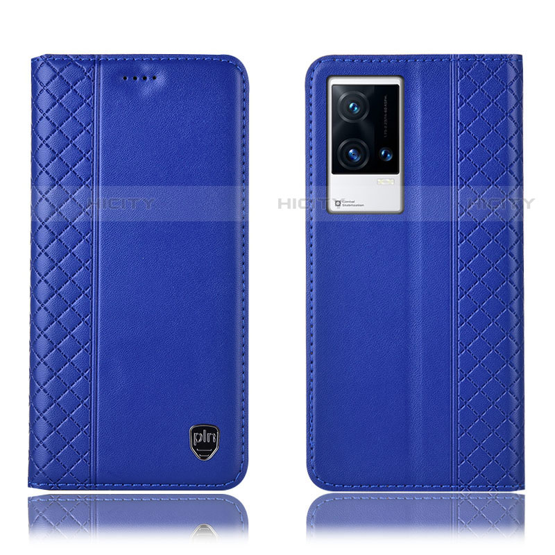 Funda de Cuero Cartera con Soporte Carcasa H07P para Vivo iQOO 8 Pro 5G Azul