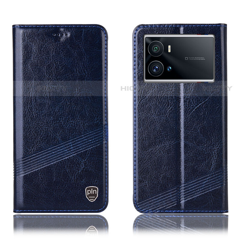 Funda de Cuero Cartera con Soporte Carcasa H07P para Vivo iQOO 9 5G Azul