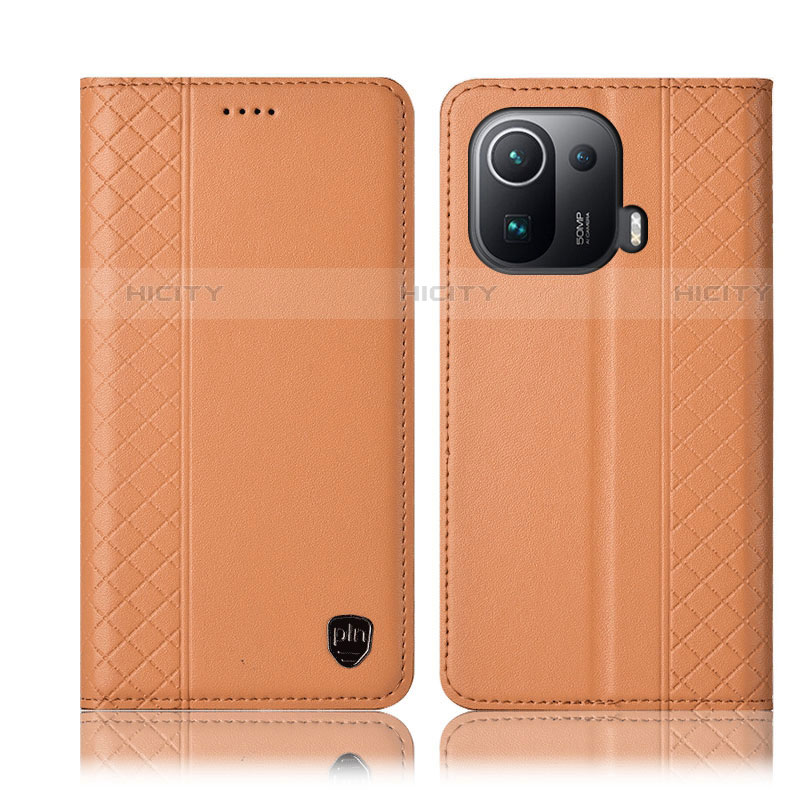 Funda de Cuero Cartera con Soporte Carcasa H07P para Xiaomi Mi 11 Pro 5G Naranja