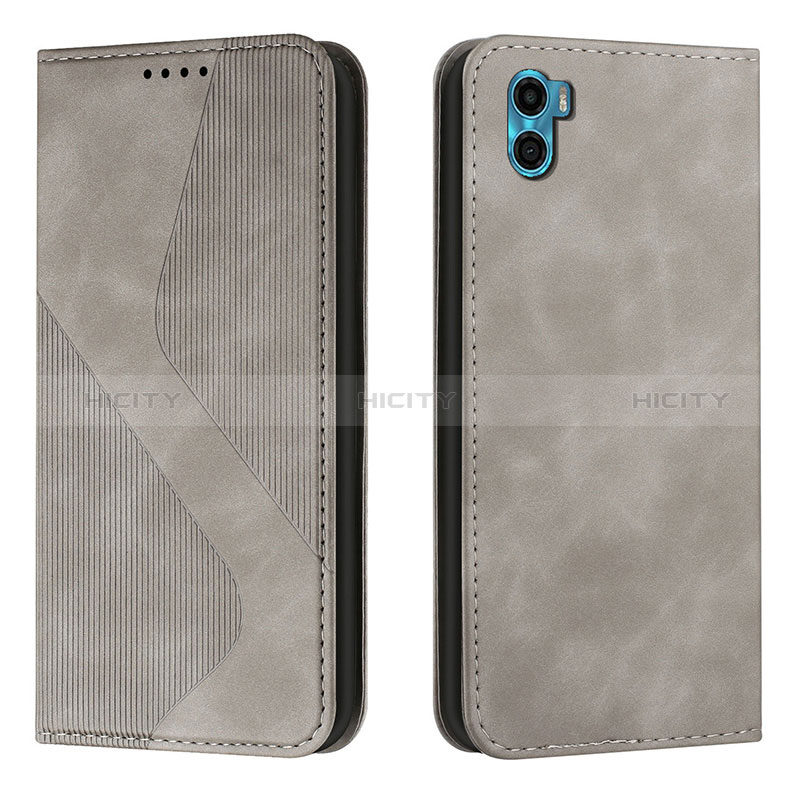 Funda de Cuero Cartera con Soporte Carcasa H07X para Motorola Moto E22S Gris